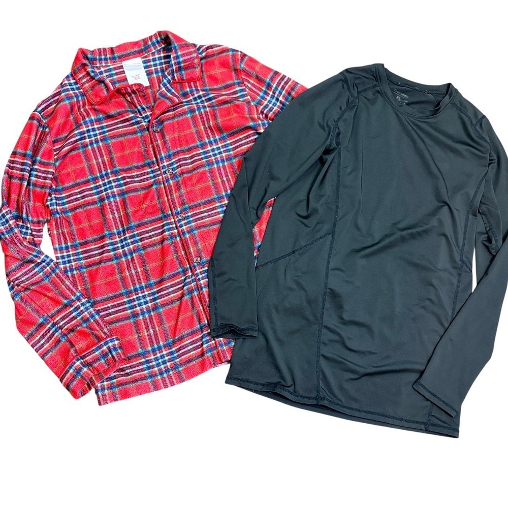 Wondershop TeGiraddix Pajama Base Layer Bundle Boys XL Red Black Plaid Athletic